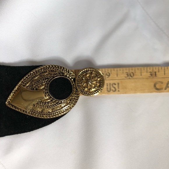 Vtg 1980s Asymmetrical Black Stretchy Waist Belt - Picture 8 of 14